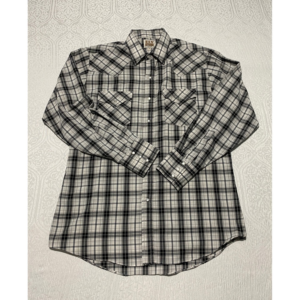 Ely Cattleman Mens Plaid Long Sleeve Western Snap Button Shirt Size Medium